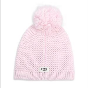 UGG Knit Wool Blend Pom Beanie in Pale Pink